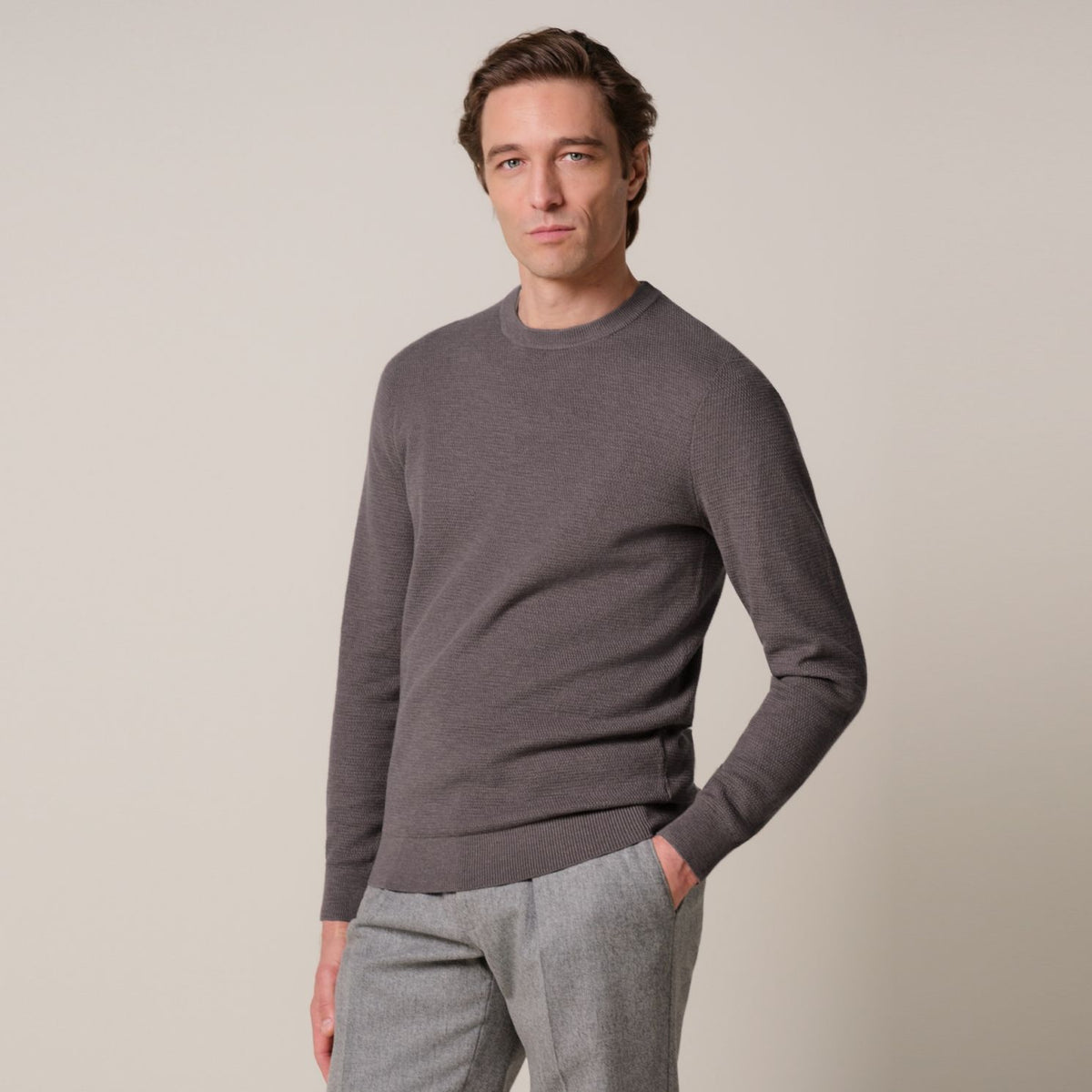 Profuomo Strukturpullover Braun
