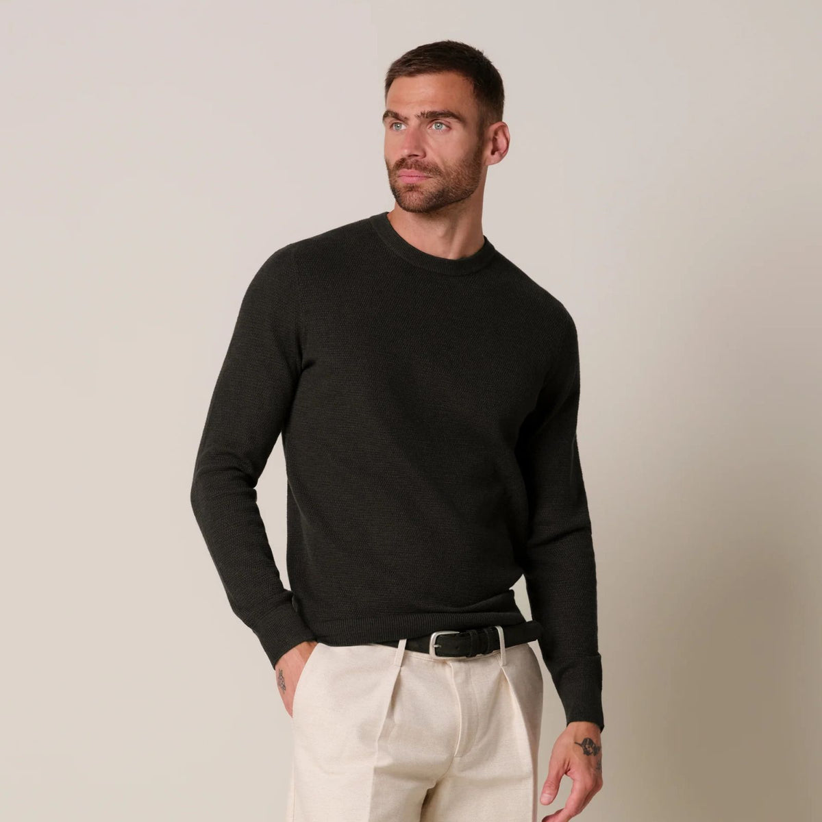 Profuomo Strukturpullover Dunkelbraun