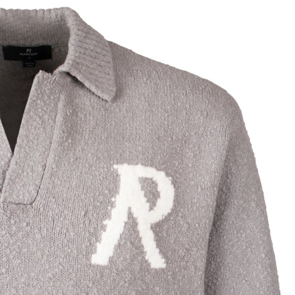Represent Knitted Boucle Longsleeve Polo Grijs