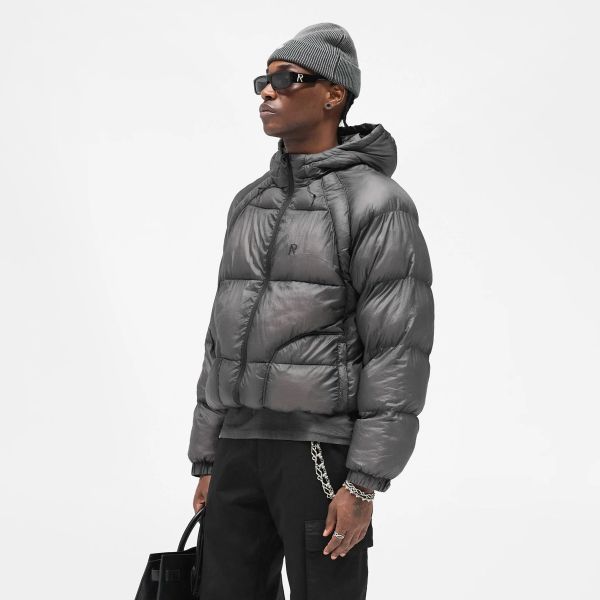 Represent Translucent Hooded Puffer Antraciet