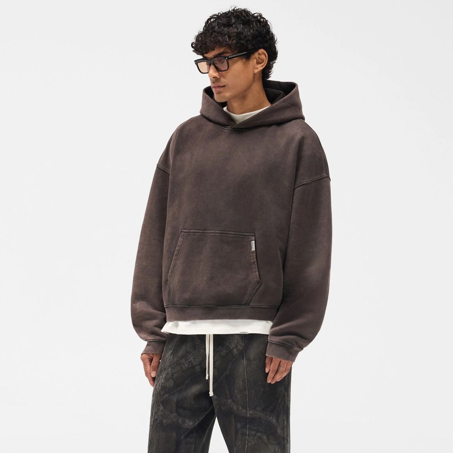 Represent Initial Boxy Kapuzenpullover Braun