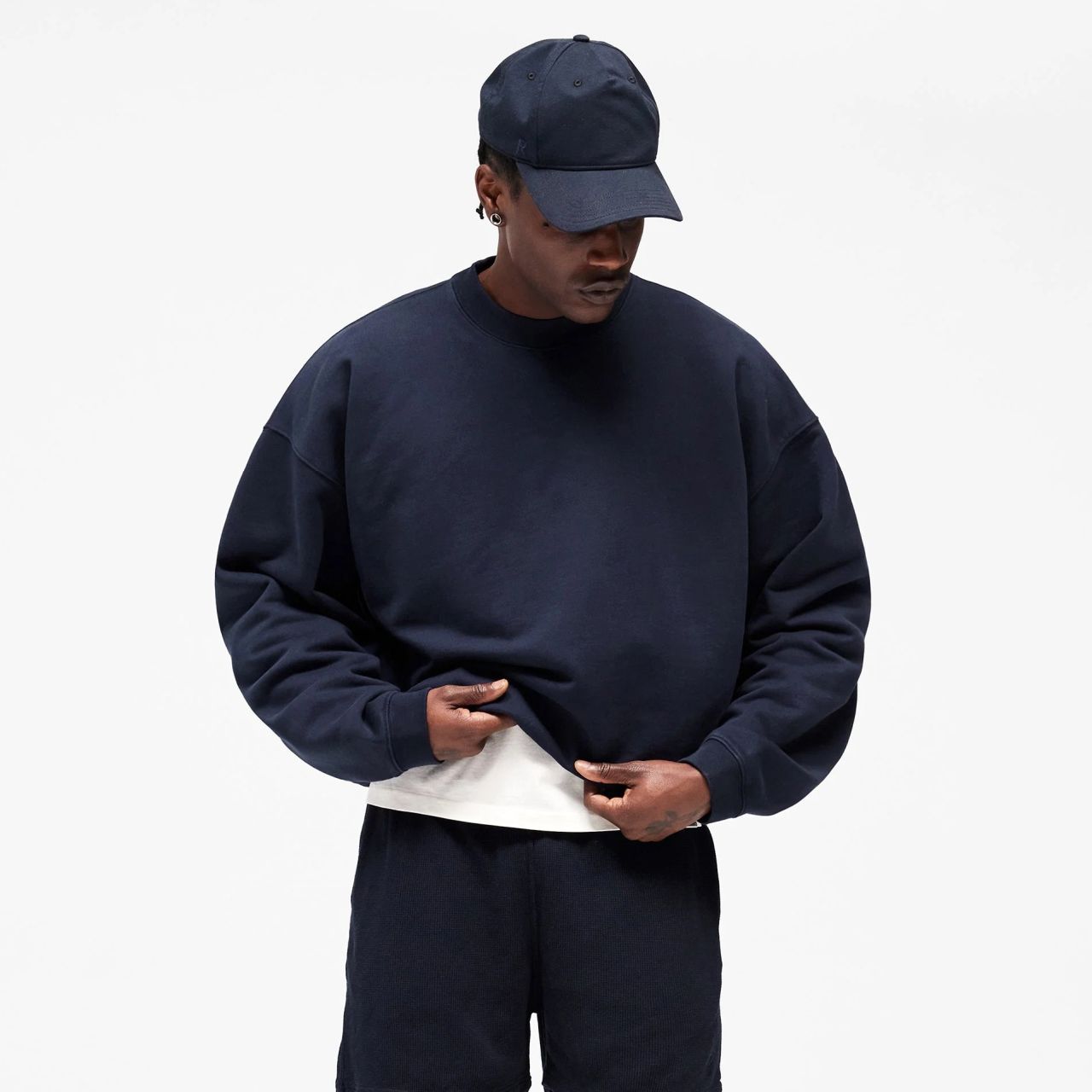 Represent Initial Boxy Pullover Marine
