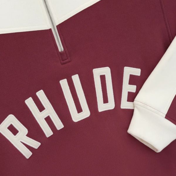 Rhude Chamonix Quarter Zip Sweater Off White/Bordeaux