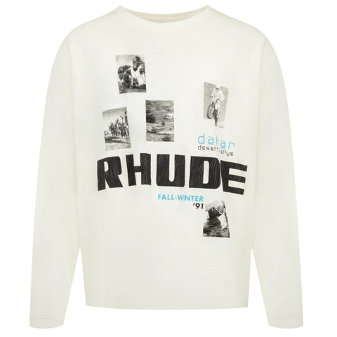 Rhude Winter 91 Rallye Slub Longsleeve T-shirt Offwhite