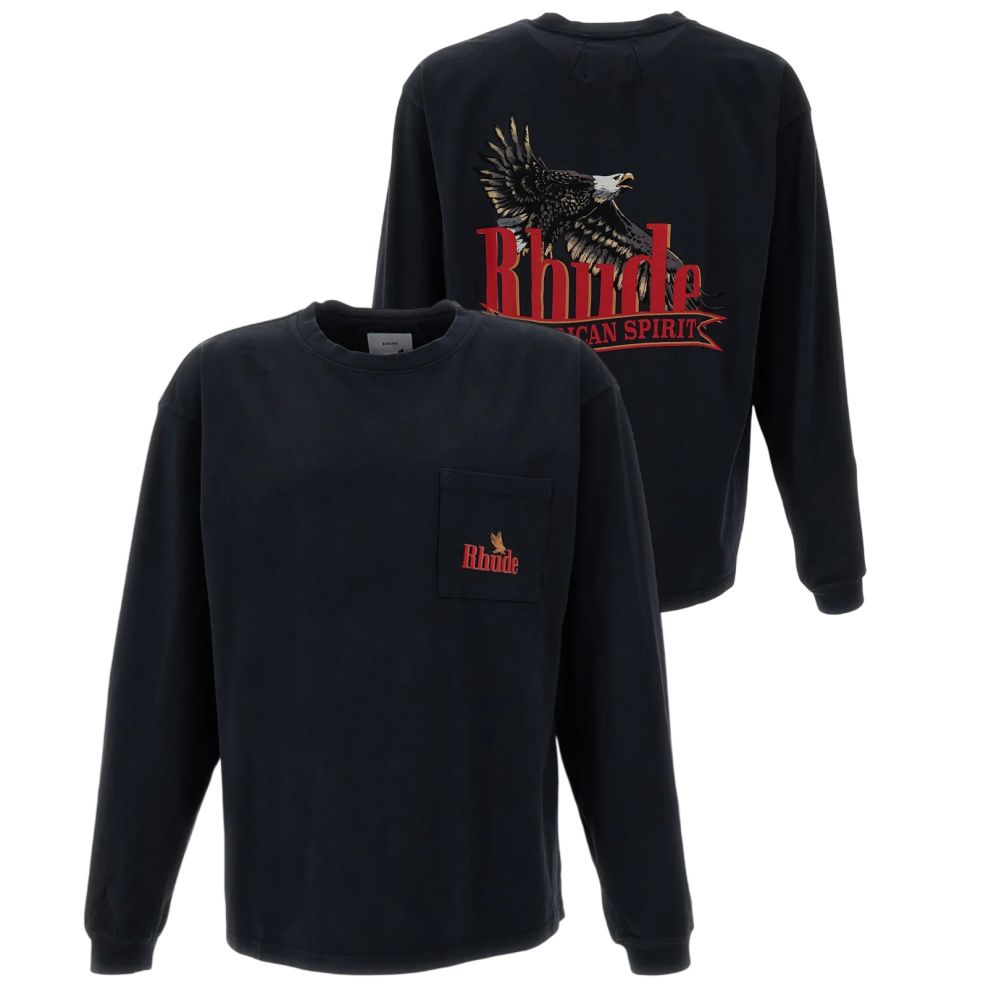 Rhude American Spirit Pocket Longsleeve T-shirt Schwarz