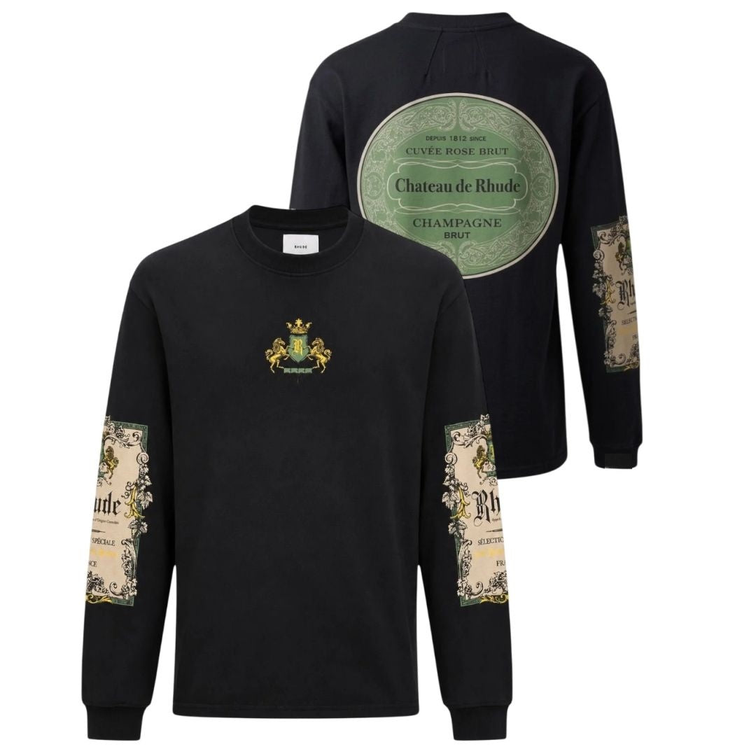 Rhude Bordeaux Reserve Longsleeve T-shirt Schwarz