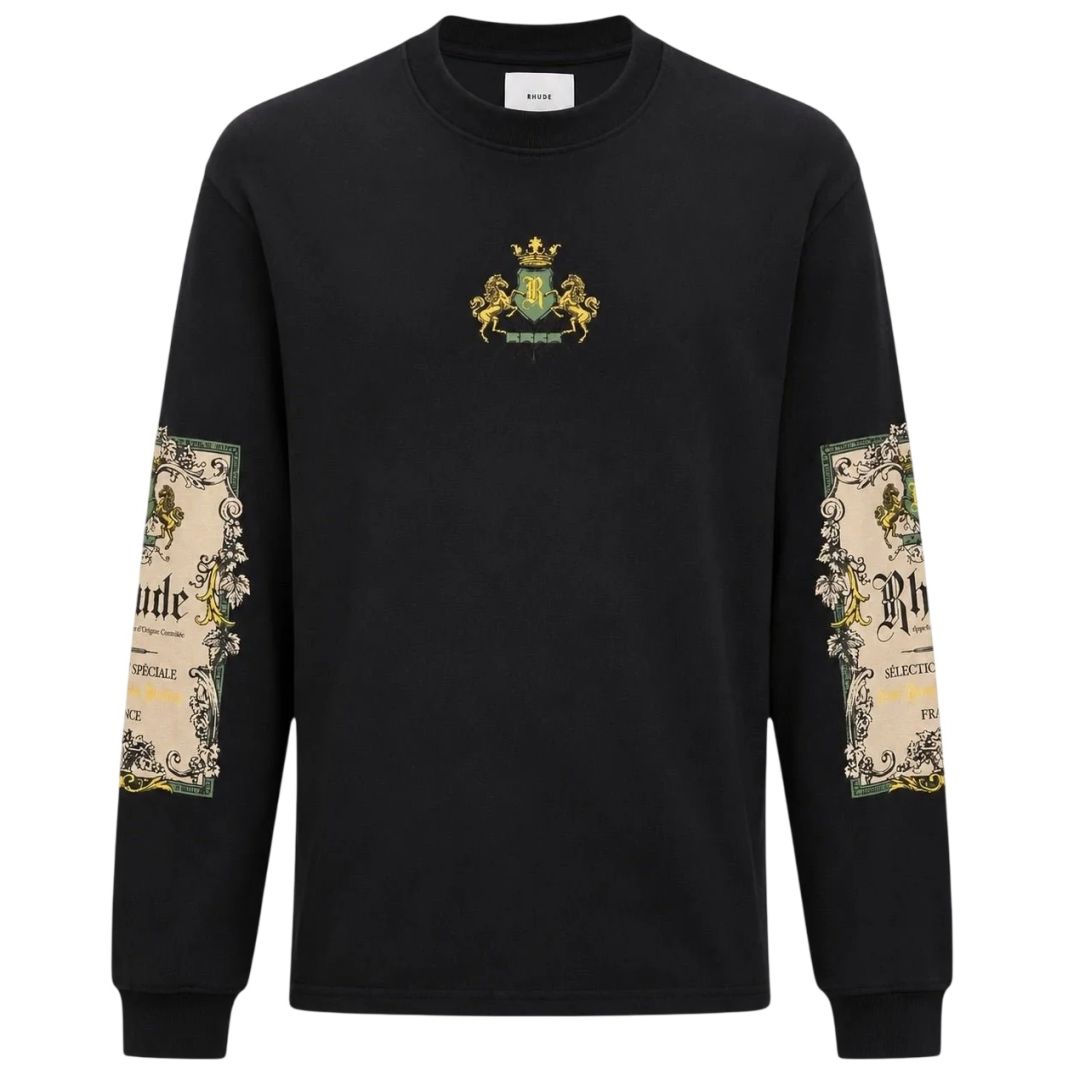 Rhude Bordeaux Reserve Longsleeve T-shirt Schwarz