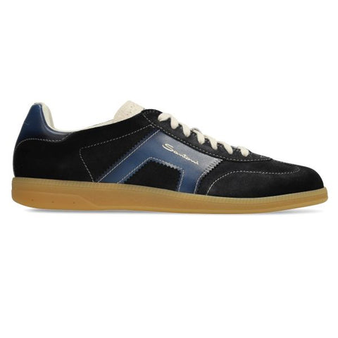 Santoni Double Buckle Signature Olympic Wildleder Sneaker Marine