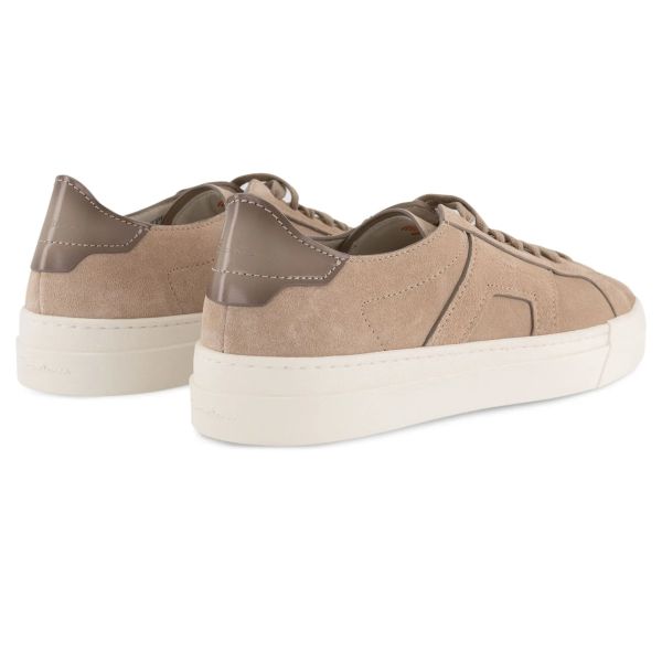 Santoni Double Buckle Signature Suède Sneaker Beige