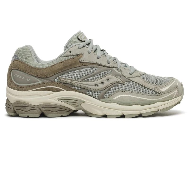 Saucony Progrid Omni 9 Suede-Sneaker Grau/Grün