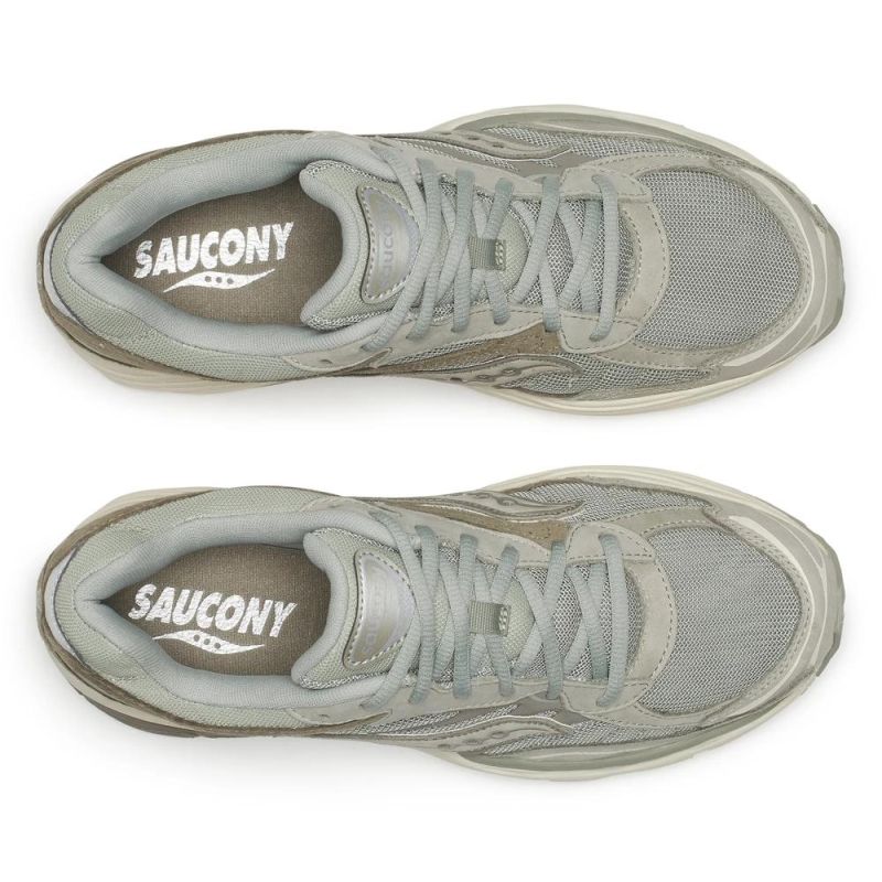 Saucony Progrid Omni 9 Suede-Sneaker Grau/Grün
