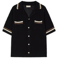 The Couture Club Crochet Knitted Stripe Overhemd Zwart