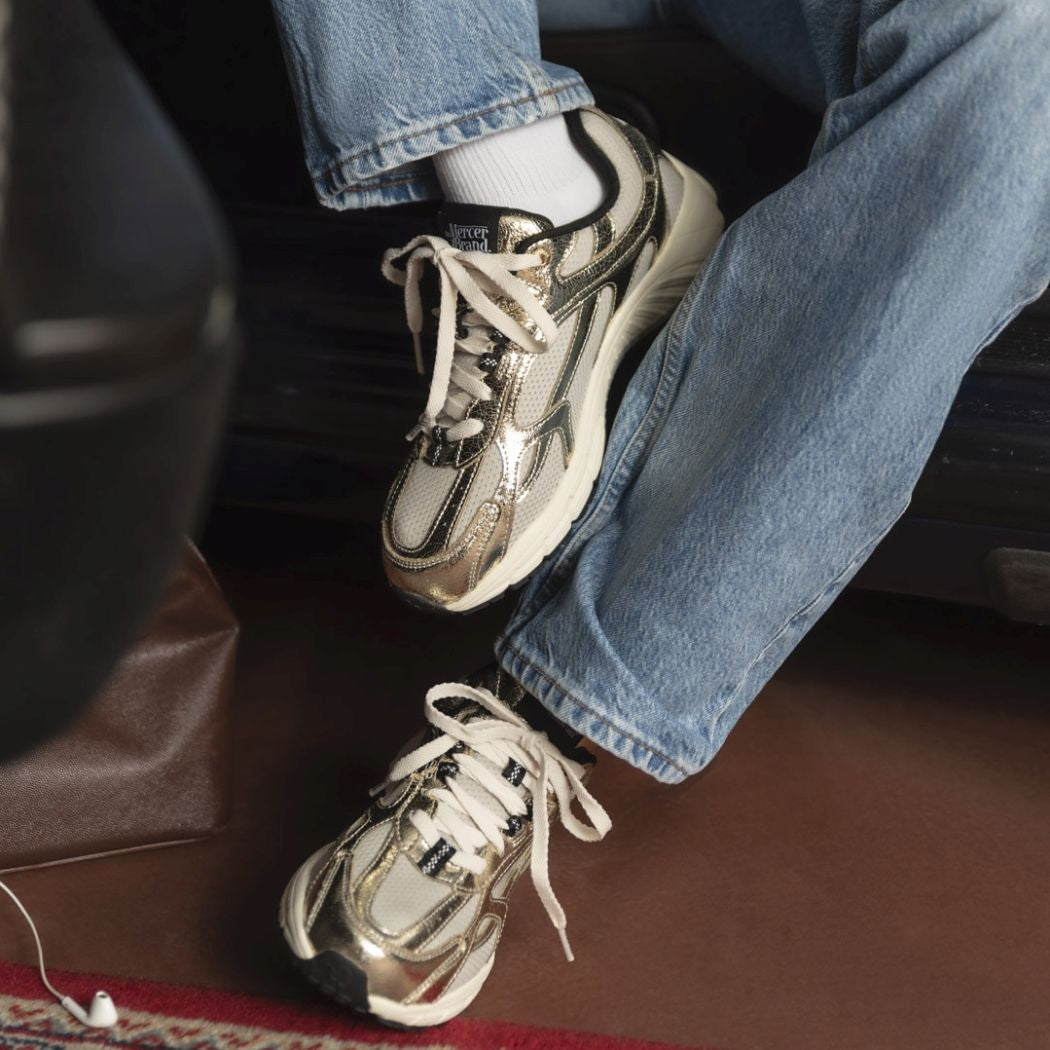 The Mercer Brand The Re-Run Cracked Sneaker Gold