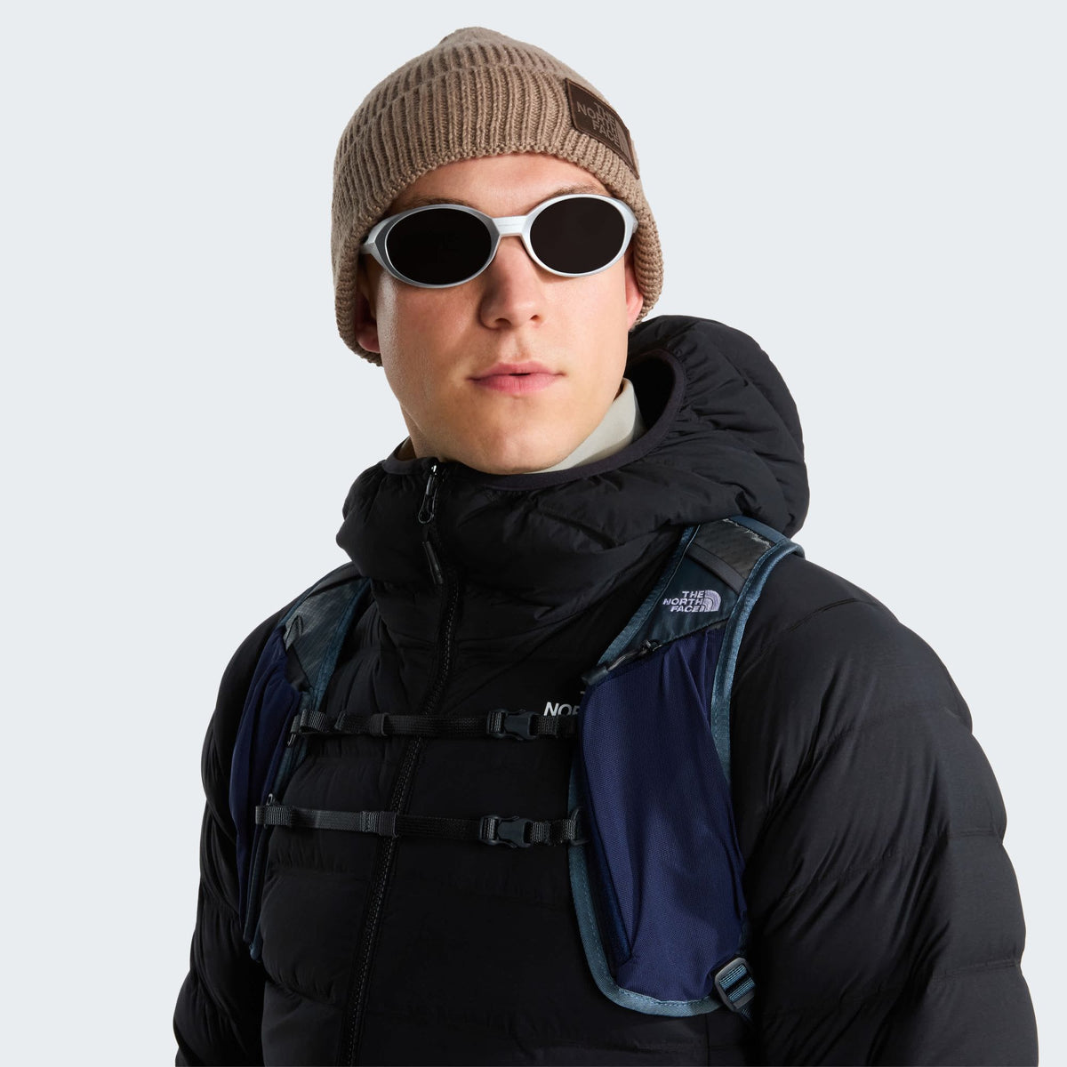The North Face TNF Logo Box Cuffed Mütze Beige