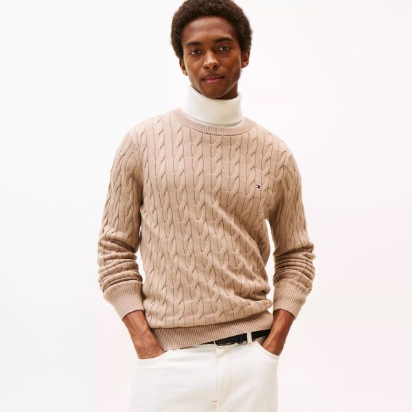 Tommy Hilfiger Classic Cotton Cable Sweater Beige