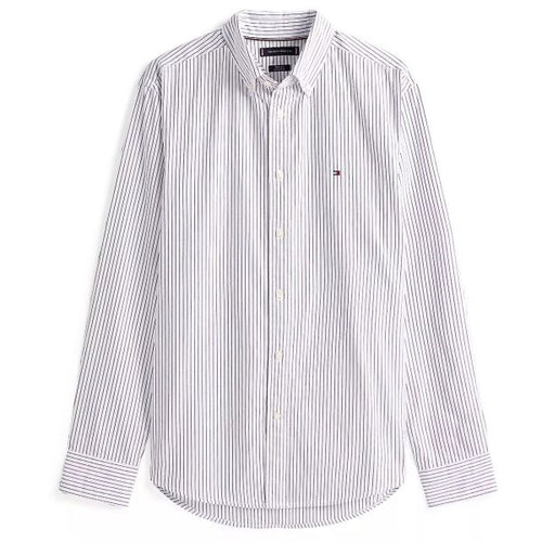 Tommy Hilfiger Core Hairline Popline Overhemd Wit/Blauw
