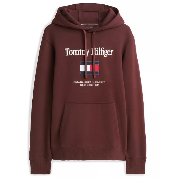 Tommy Hilfiger Embro Flag Hoodie Bruin