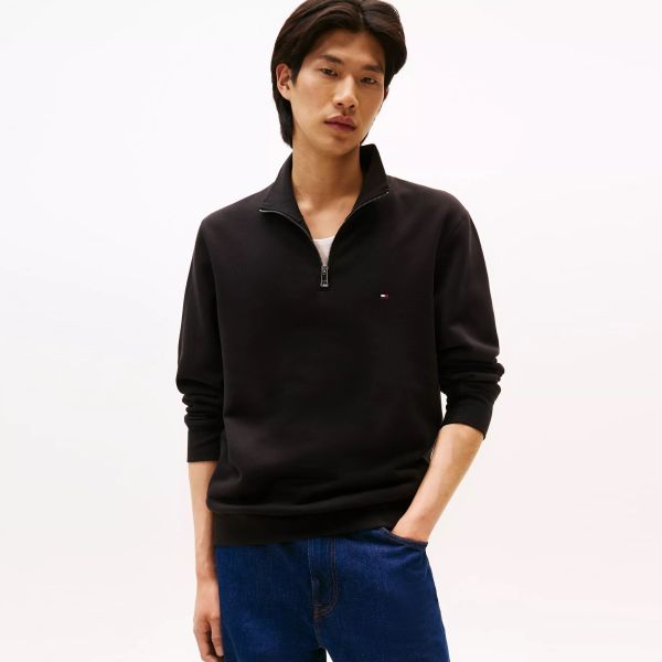 Tommy Hilfiger Essential Fleece Quarter Zip Sweater Zwart
