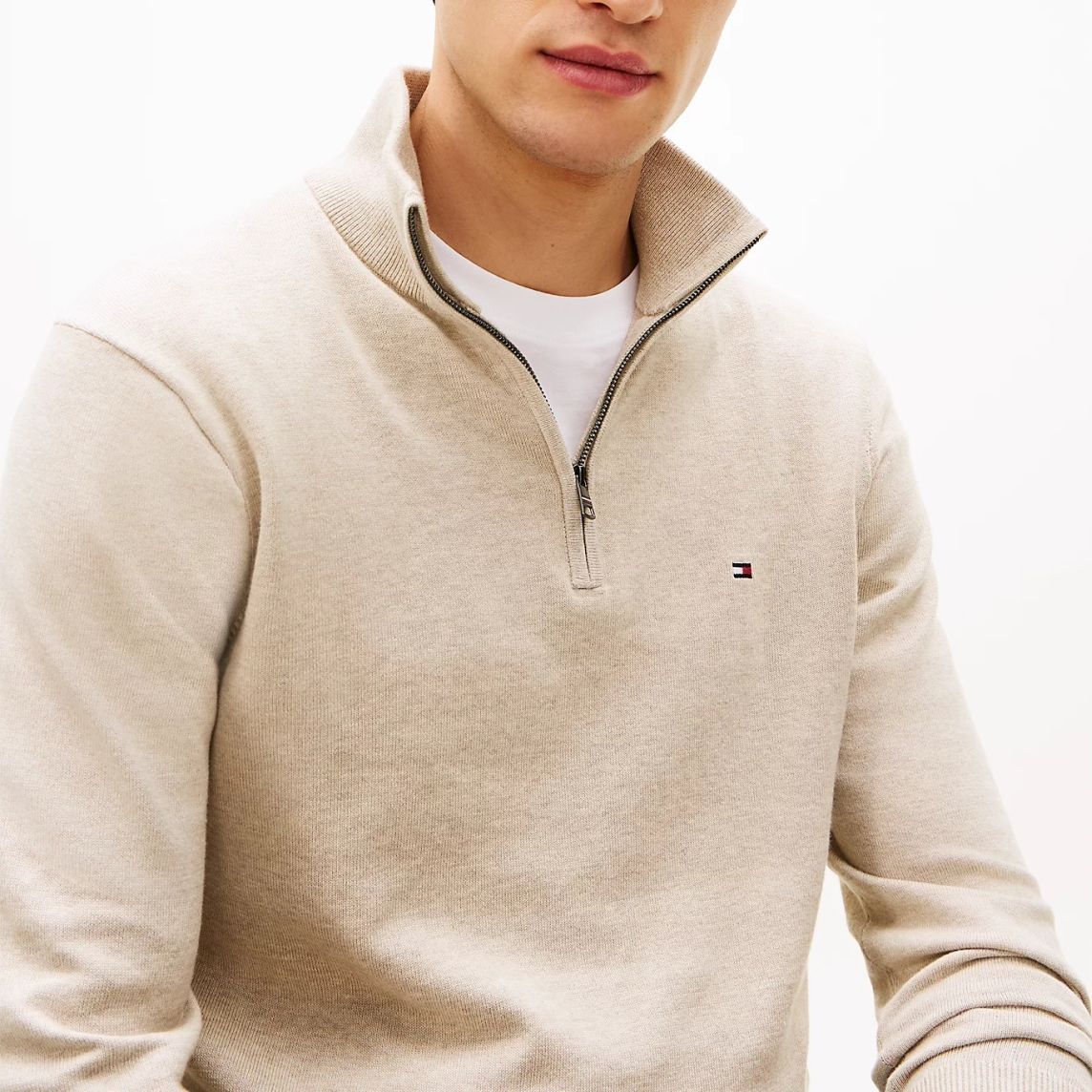 Tommy Hilfiger Essential Zip Sweater Beige