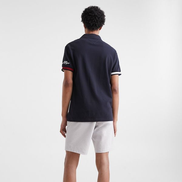 Tommy Hilfiger Flag Sleeve Slim Polo Navy
