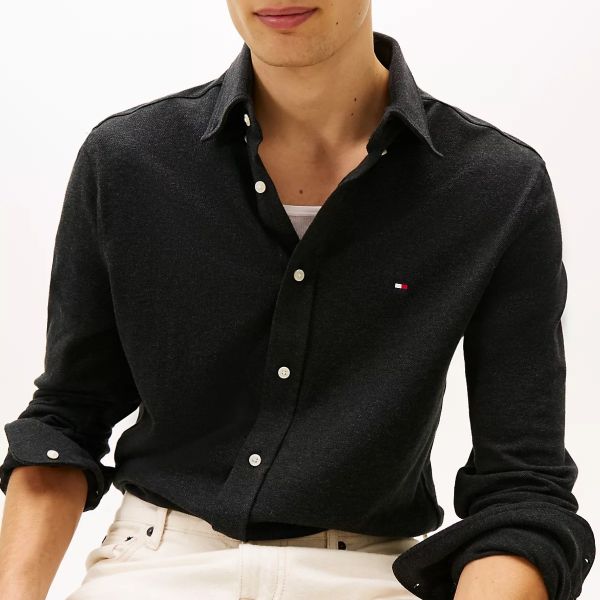 Tommy Hilfiger Knit Pique Feather Overhemd Antraciet