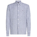 Tommy Hilfiger Linen Essential Stripe Overhemd Navy/Wit