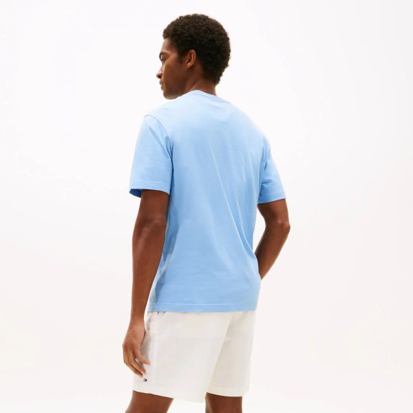 Tommy Hilfiger Outline Flag Script T-shirt Licht Blauw