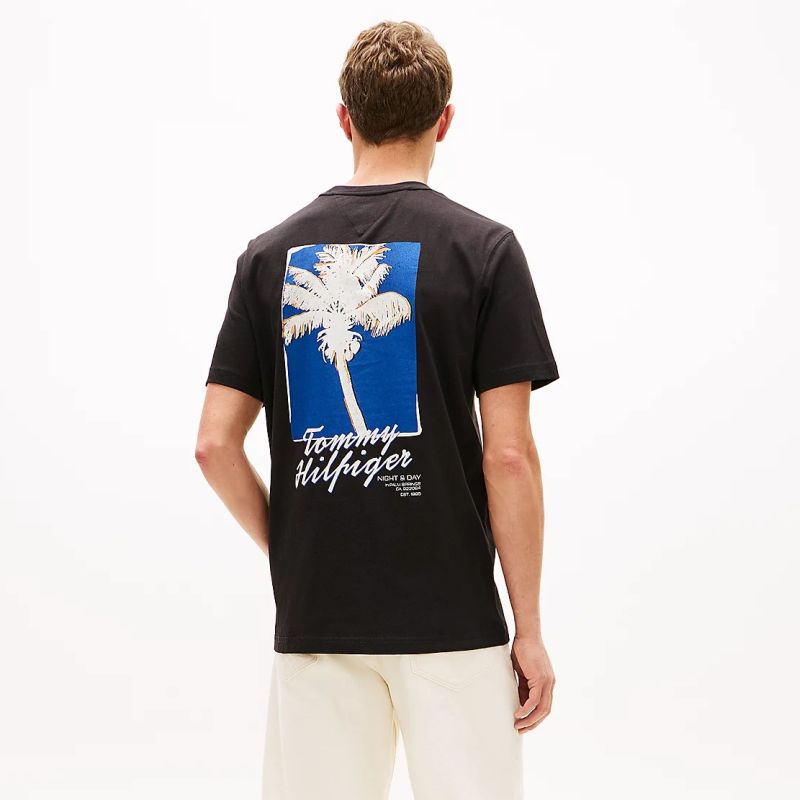 Tommy Hilfiger Palm Photo Print T-shirt Zwart