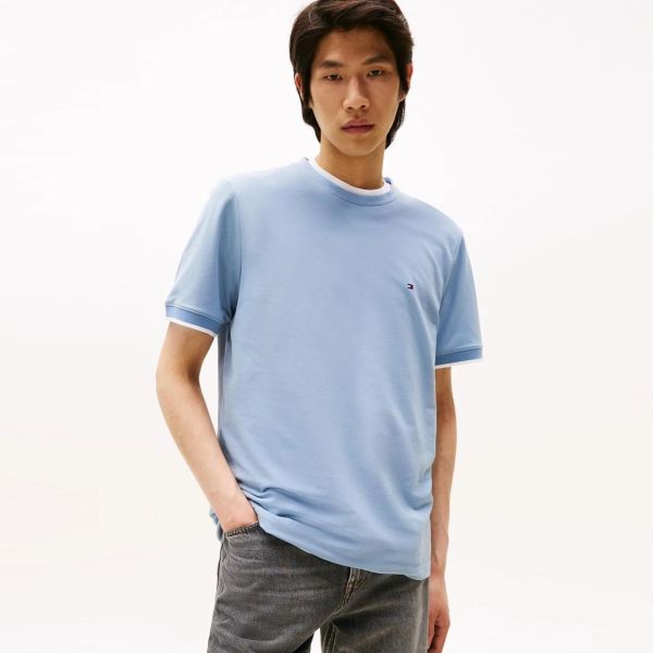 Tommy Hilfiger Performance Tipped T-shirt Licht Blauw