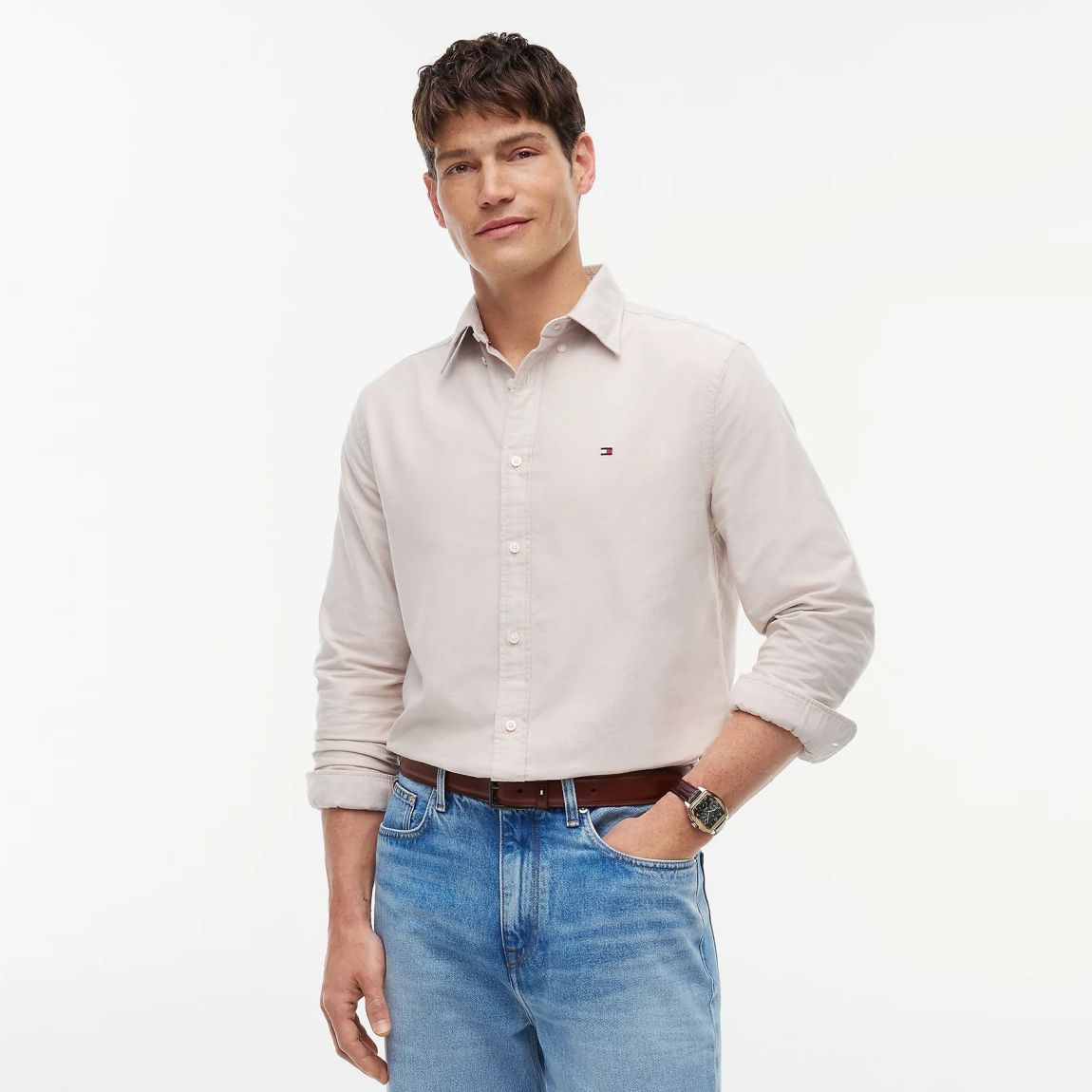 Tommy Hilfiger Solid Heritage Oxford Overhemd Beige