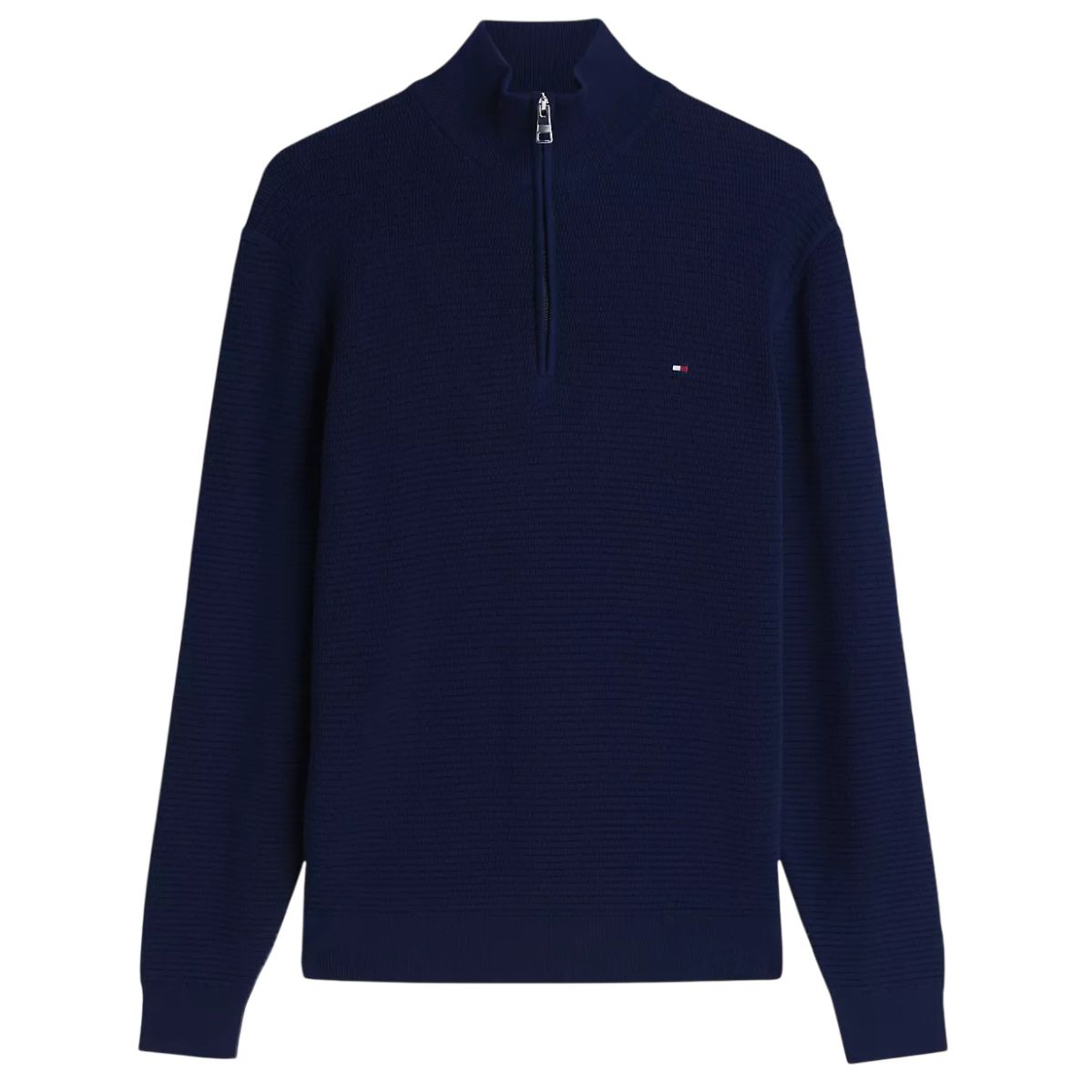 Tommy Hilfiger Textured Half-Zip Mock Neck Sweater Navy