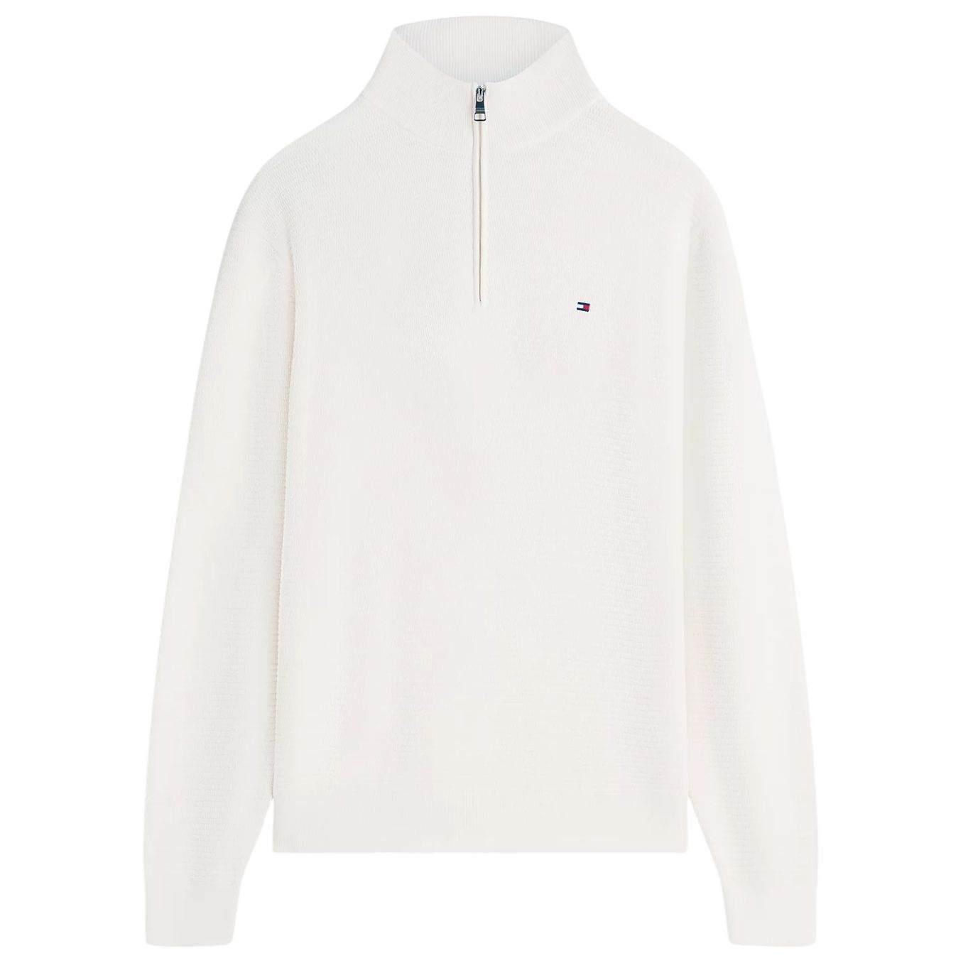 Tommy Hilfiger Textured Half-Zip Mock Neck Sweater Off White