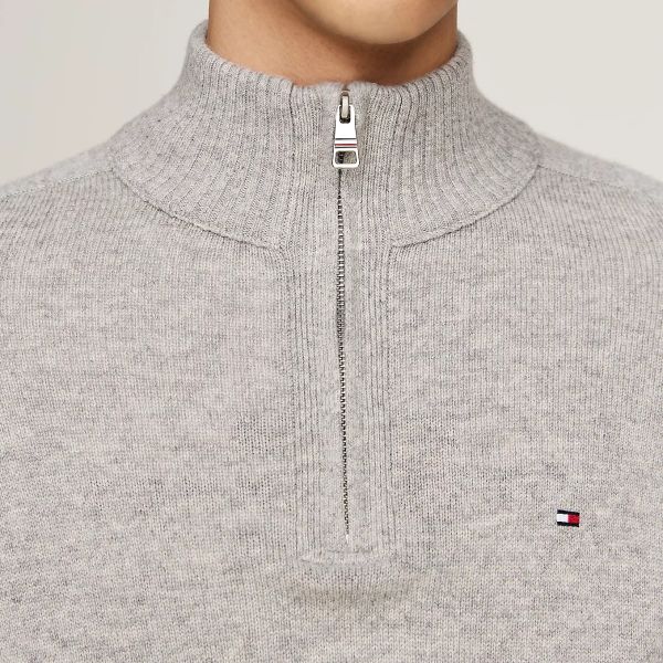 Tommy Hilfiger Wool Zip Mock Sweater Grijs