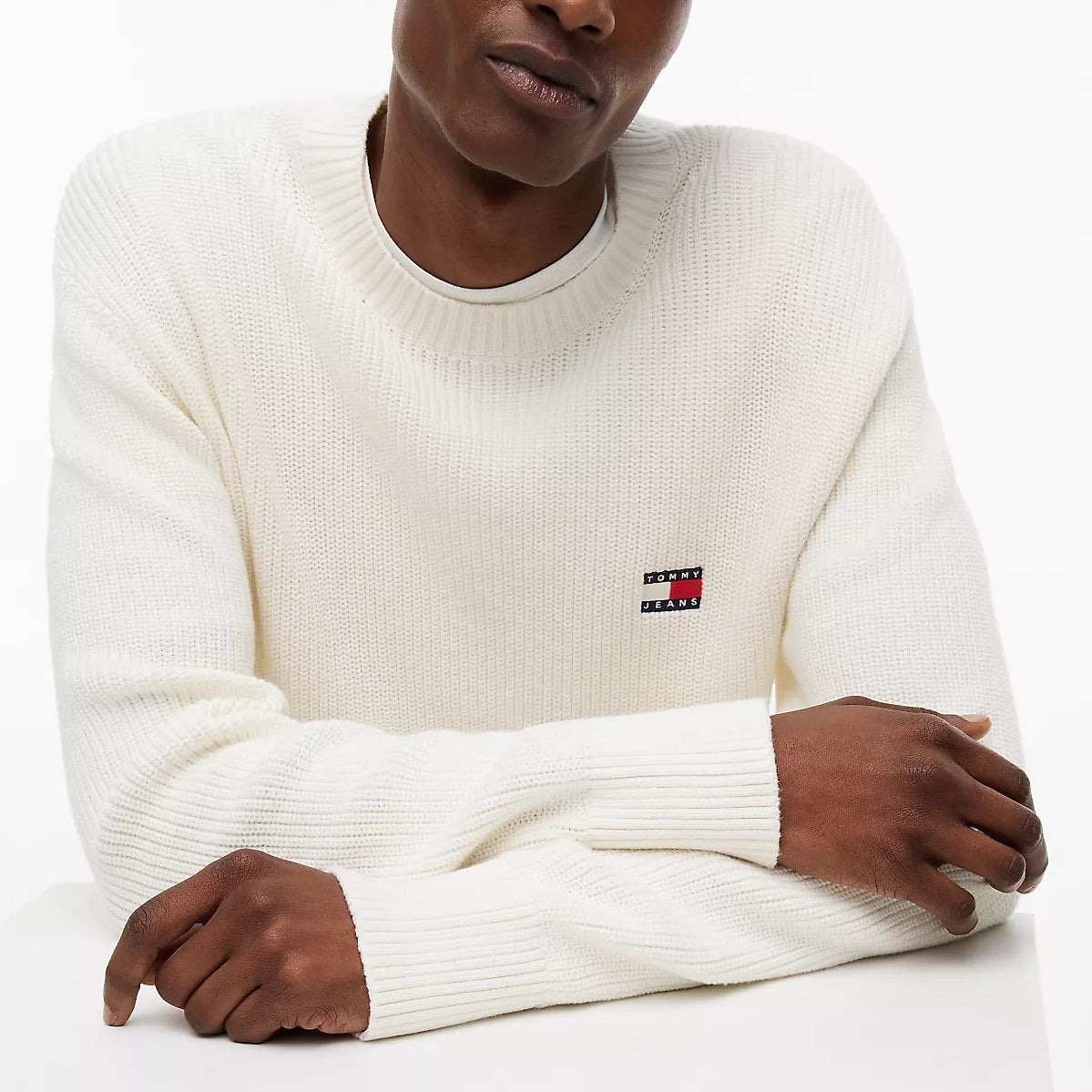 Tommy Jeans Badge Knit Sweater Off White