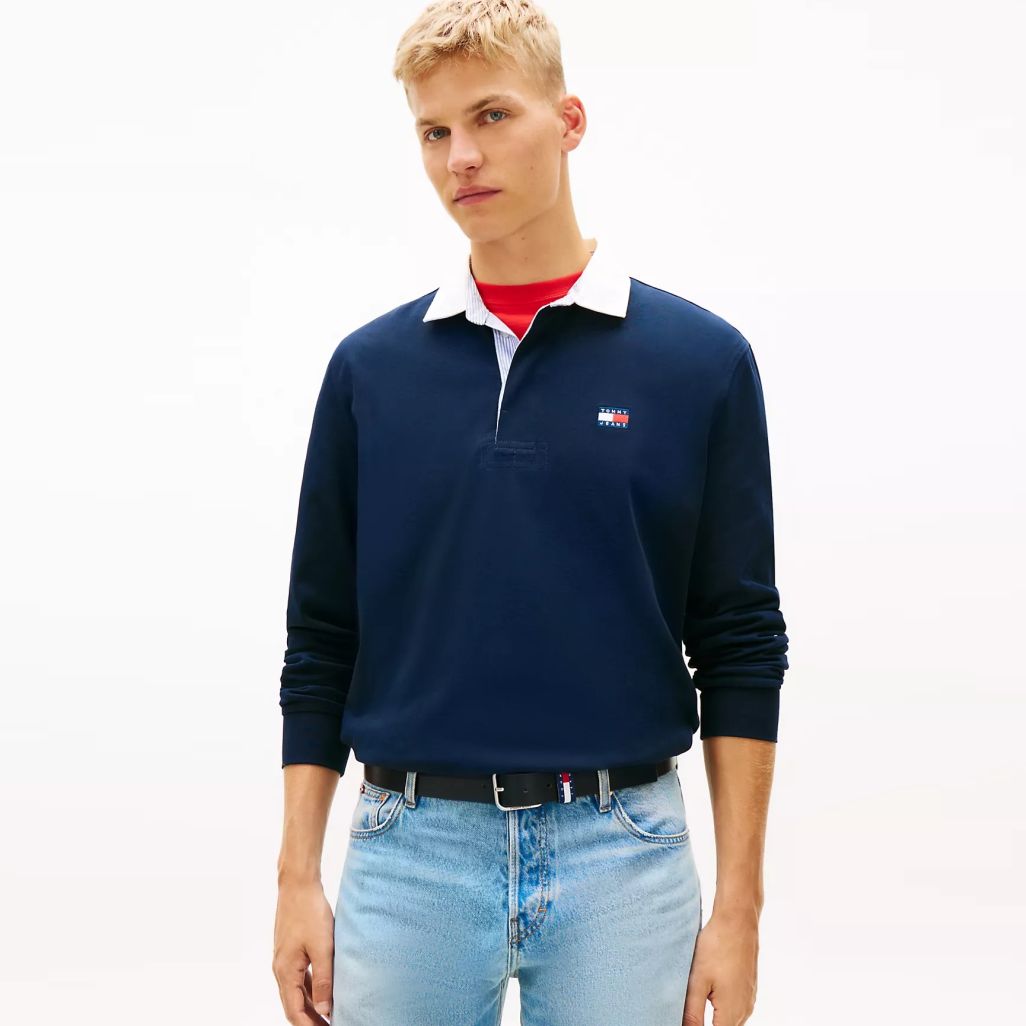 Tommy Jeans Essential Rugby Longsleeve Polo Navy