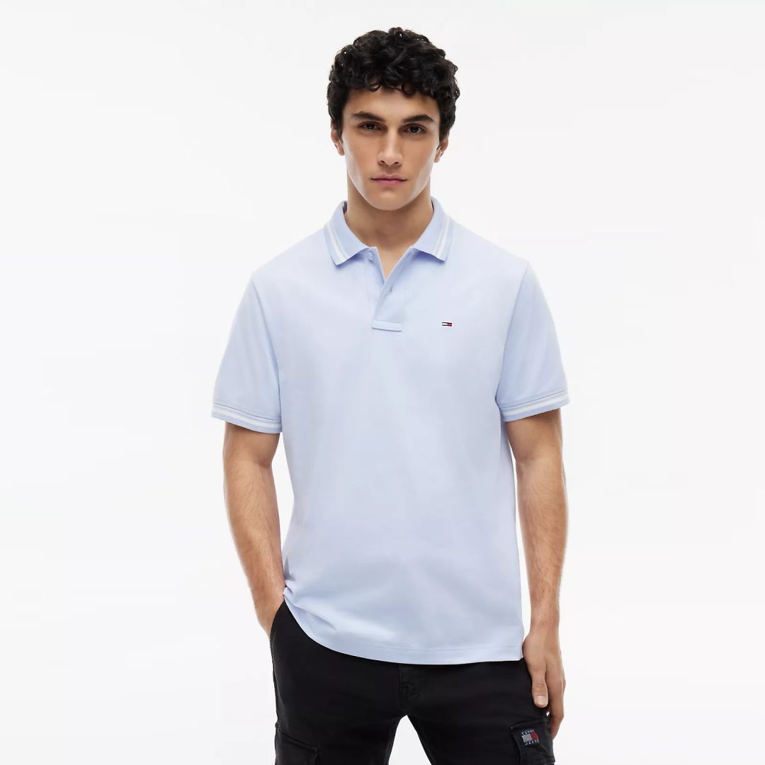 Tommy Jeans Tipped Polo Licht Blauw