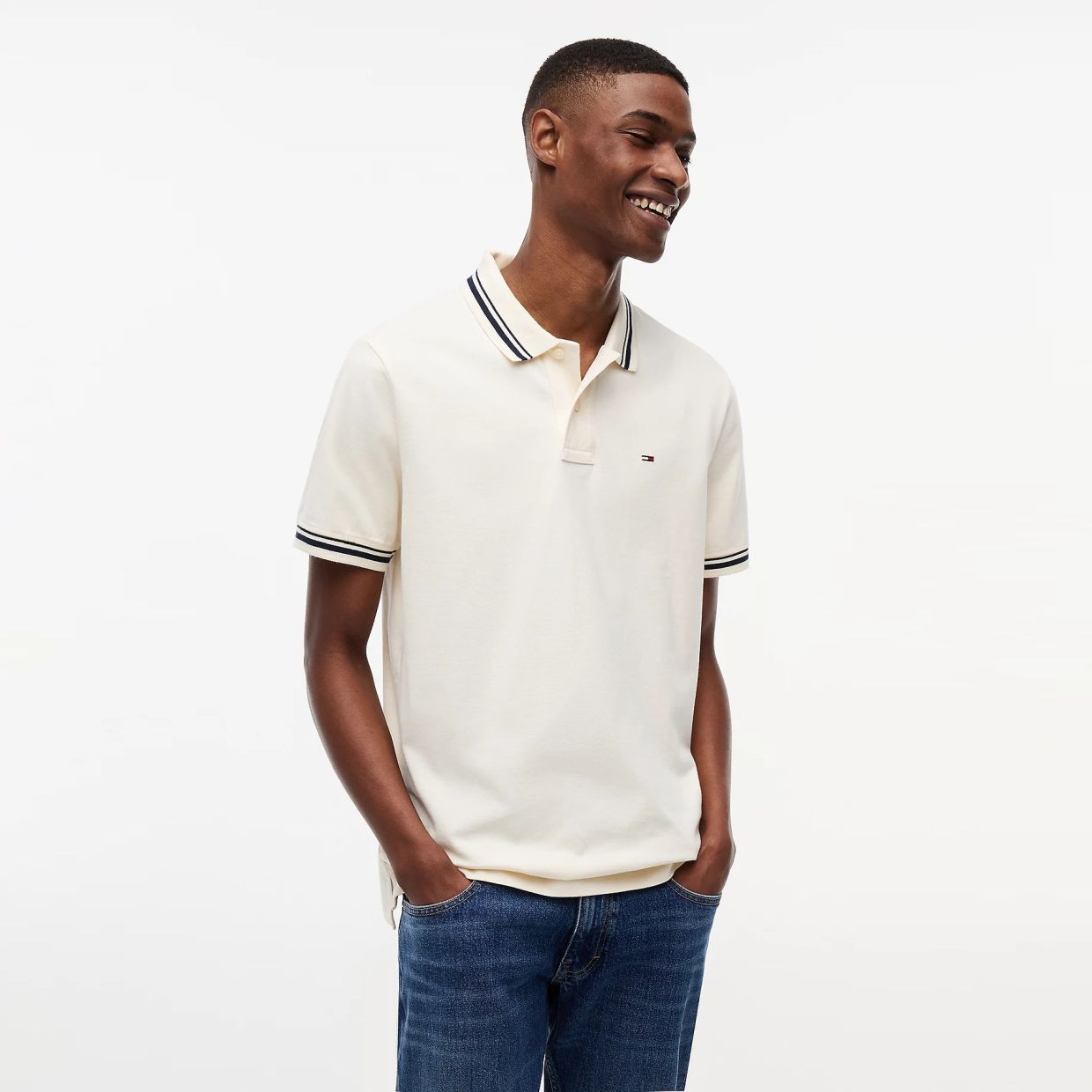 Tommy Jeans Tipped Polo Off White