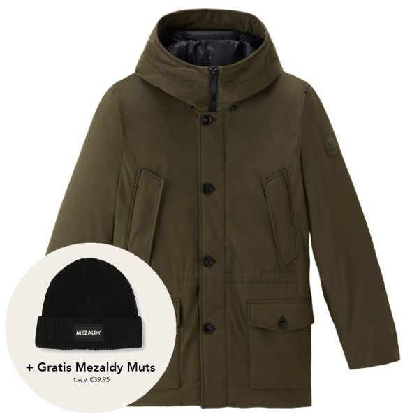 woolrich arctic stretch down parka donker groen