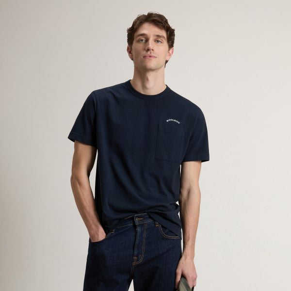 Woolrich Cotton Logo Pocket T-shirt Navy