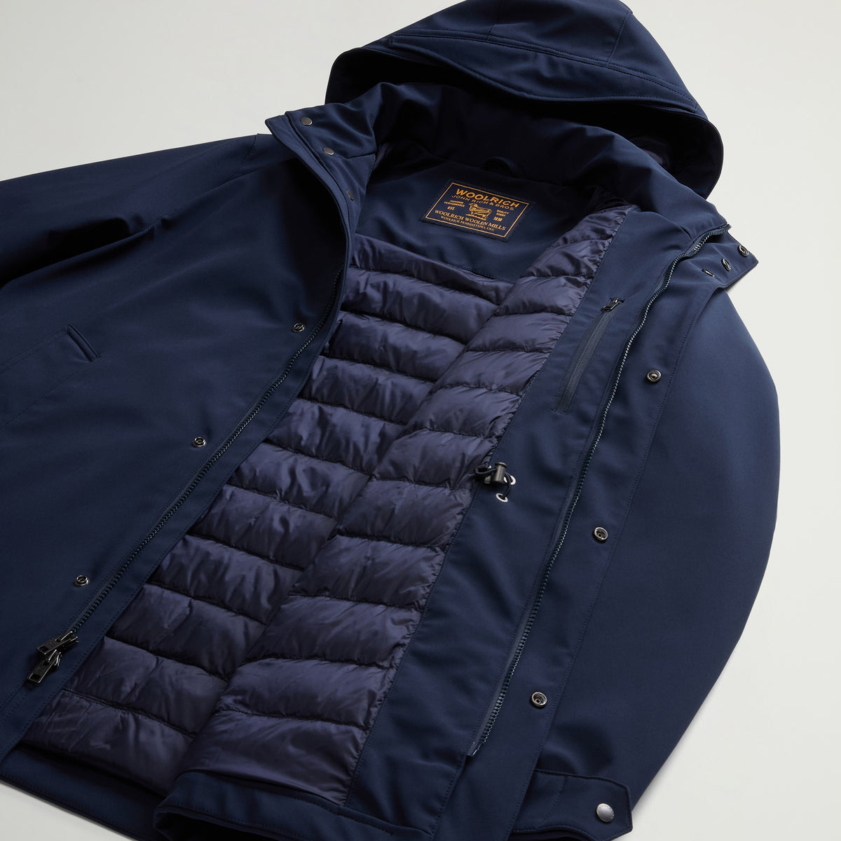 Woolrich Barrow Mac Coat Soft Shell Jacke Marine