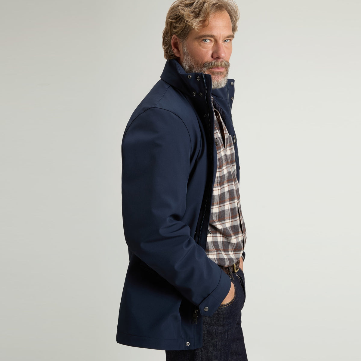 Woolrich Barrow Mac Coat Soft Shell Jacke Marine