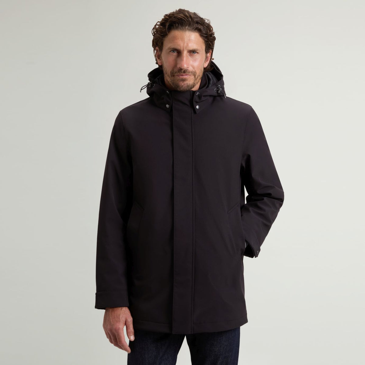 Woolrich Barrow Mac Coat Soft Shell Jacke Schwarz