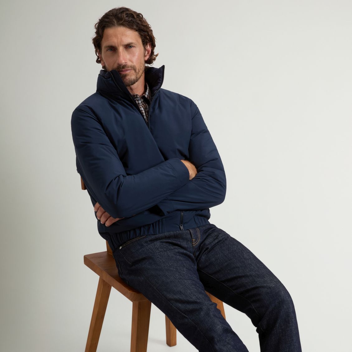 Woolrich Cloud Lewis Bomber Jacke Marine