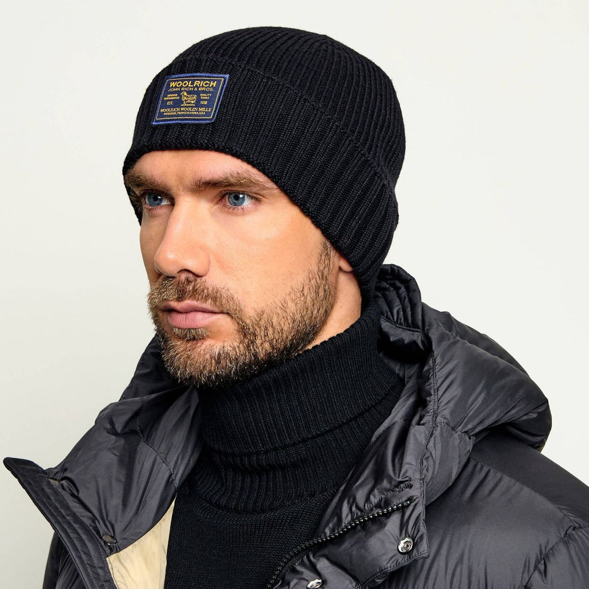 Woolrich Legacy Patch Mütze Schwarz
