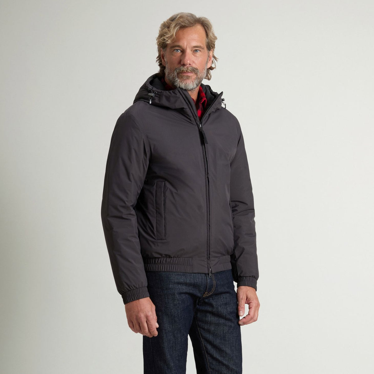 Woolrich Micro Ripstop Hooded Jacke Anthrazit