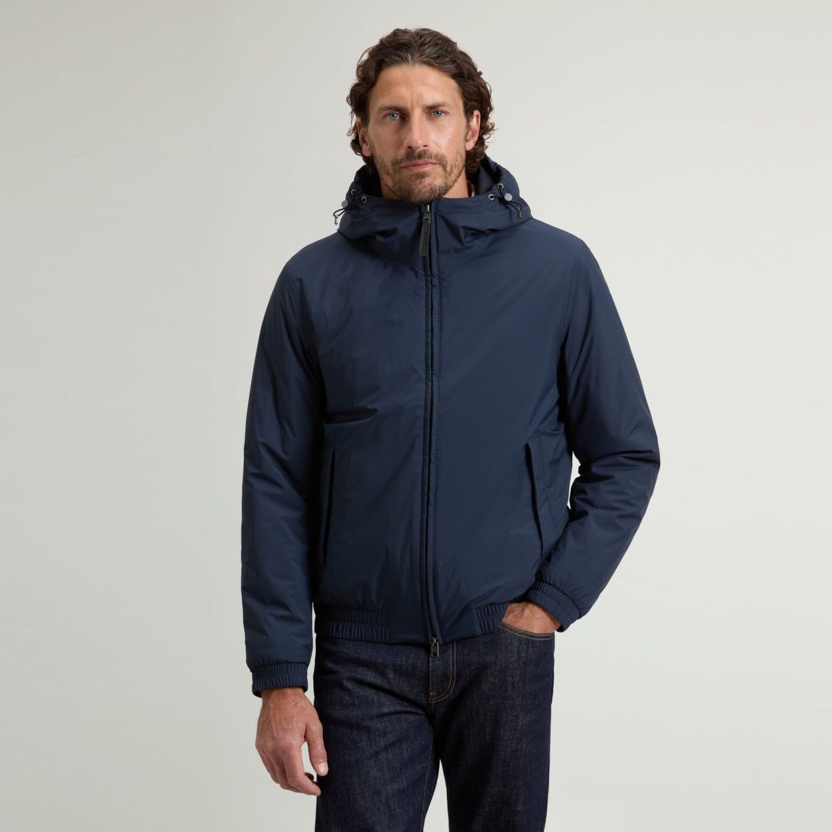 Woolrich Micro Ripstop Hooded Jacke Marine